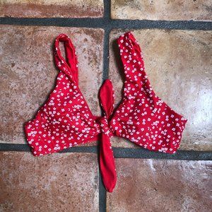 RED FLOWER BATHING SUIT TOP